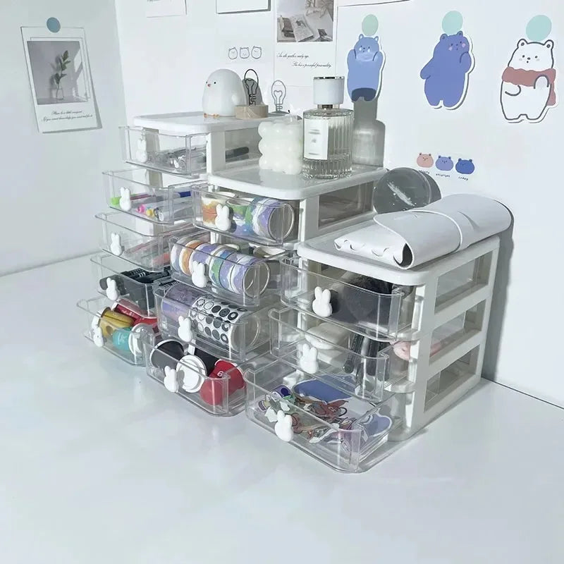 2-5 Tier Clear Desktop Drawer Organizer for Desk & Vanity