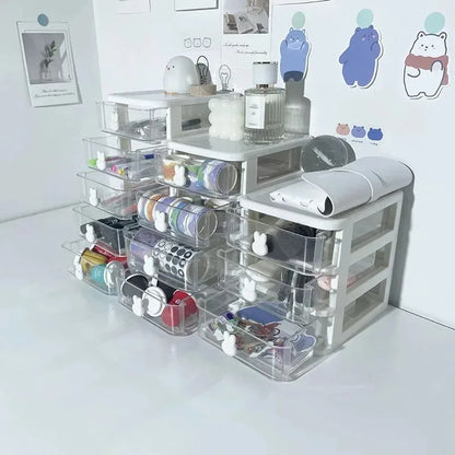 2-5 Tier Clear Desktop Drawer Organizer for Desk & Vanity