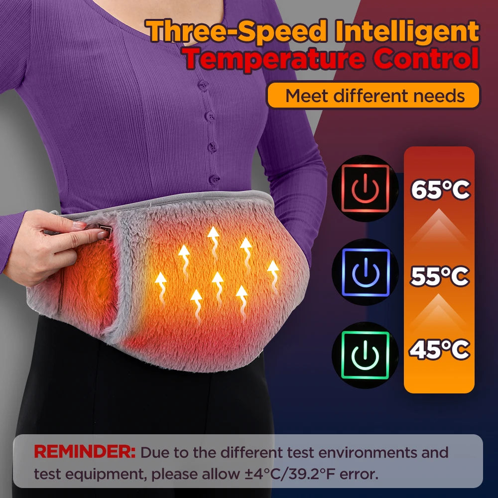 Electric Heated Waist Warmer Belt with 3 Temperature Levels for Pain Relief - 3