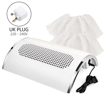3-Fan Nail Dust Collector - 40W Professional Manicure Vacuum