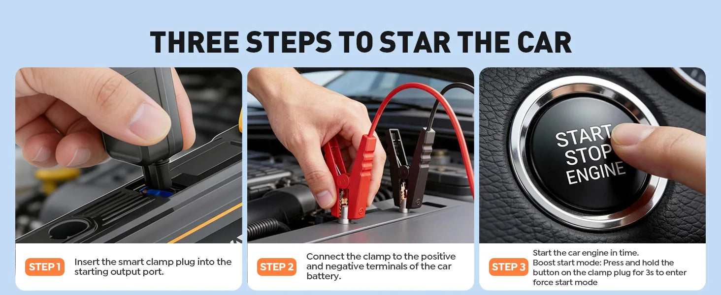 6000A Car Jump Starter with 150PSI Air Compressor & Power Bank - 11