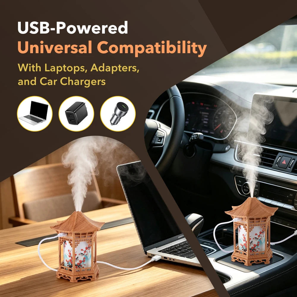 Portable USB Pavilion Ultrasonic Humidifier with Soothing Night Light