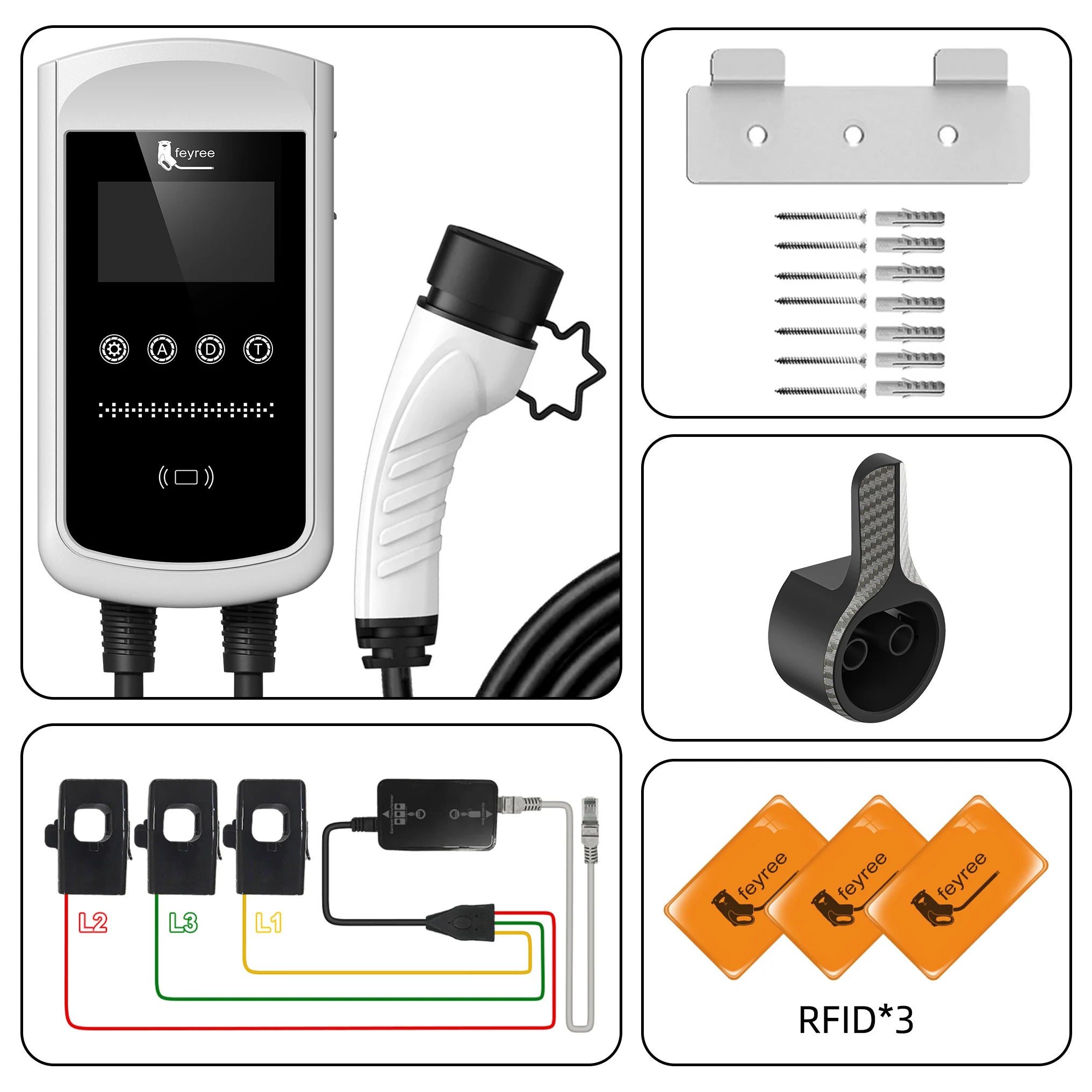 Type 2 EV Wallbox Charger - 22kW Smart Home EVSE with Dynamic Load Balancing - 30