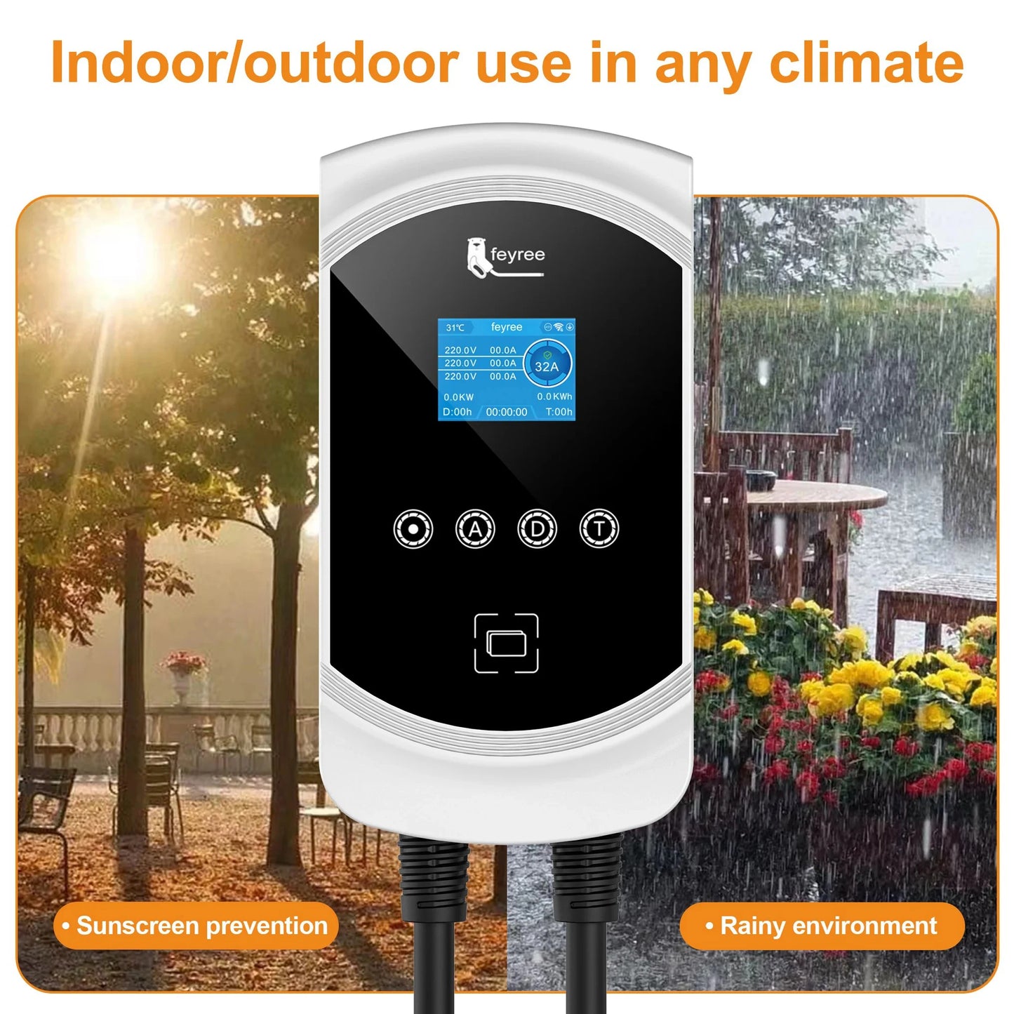 Smart EV Charging Station: Type 2 Wallbox with WiFi, App & Load Balancing