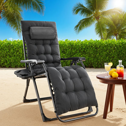Zero Gravity Recliner Chair - Foldable Outdoor Patio Lounger with Cushion