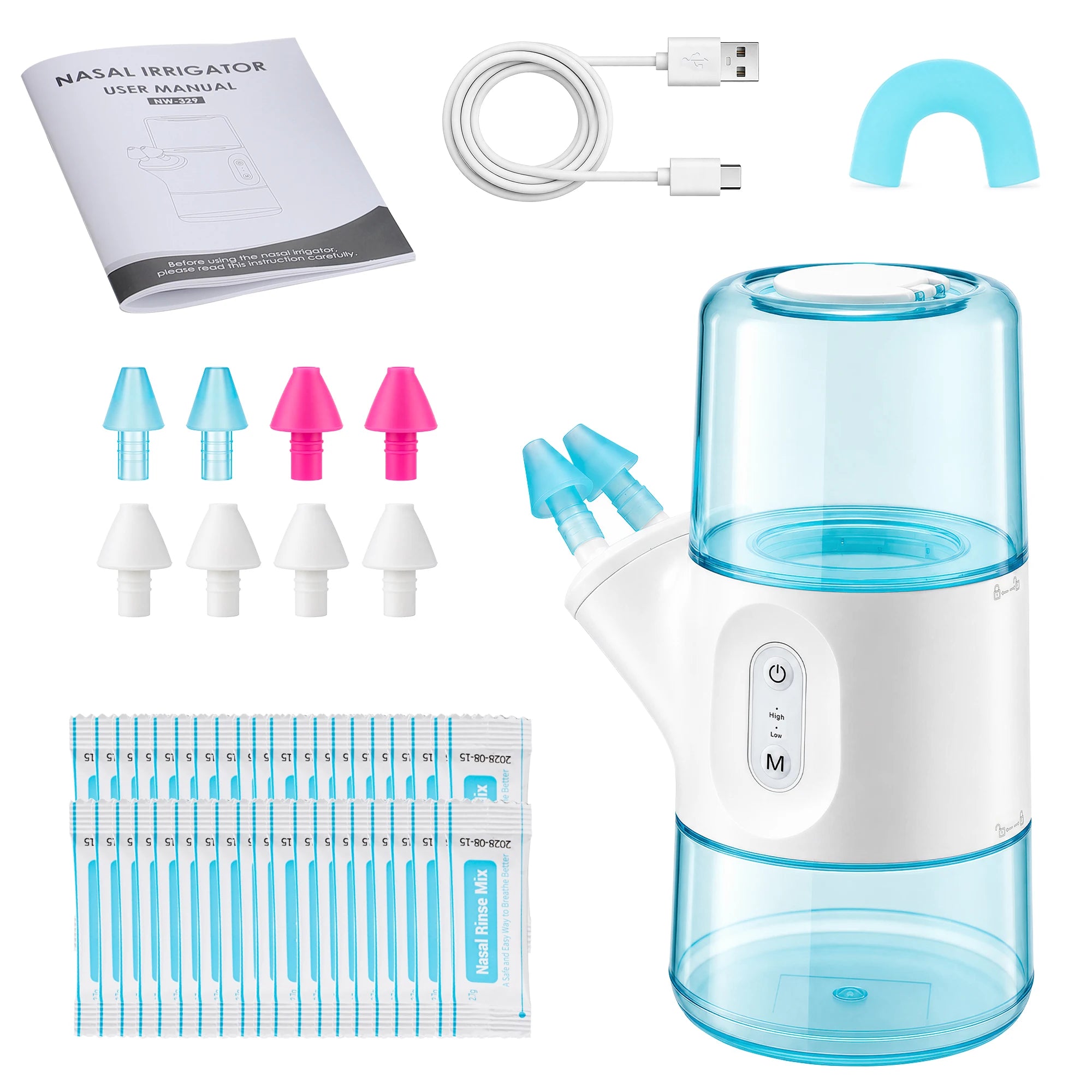 Electric Nasal Irrigator - Portable Sinus Rinse & Allergy Relief Cleaner - 13