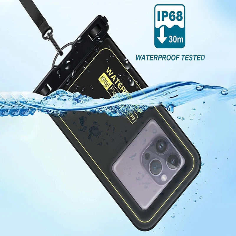 IP68 Floating Waterproof Phone Pouch for Swimming & Beach (Fits up to 6.8") - 1