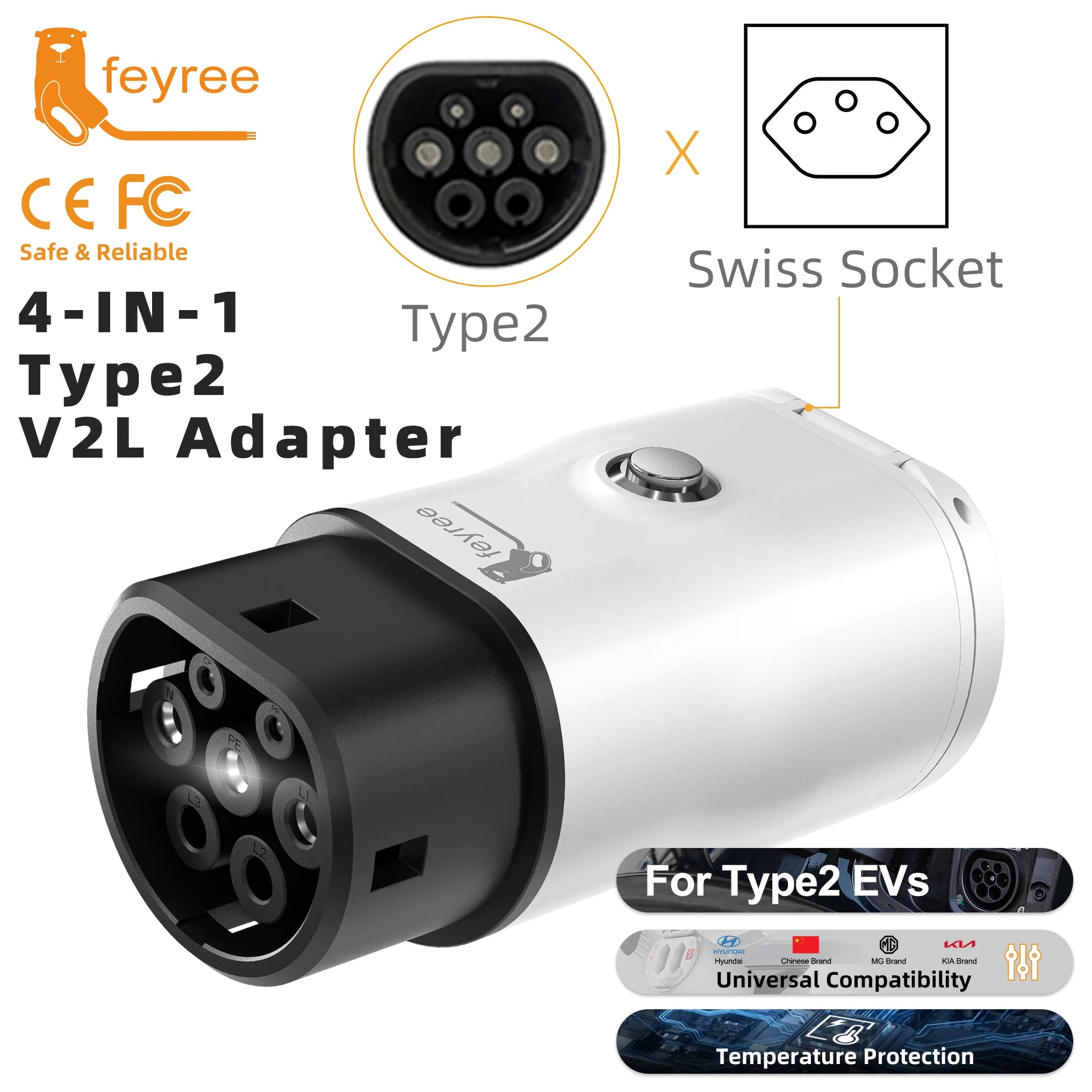 Type 2 V2L Discharger Adapter for EVs - Power Your Devices On The Go - 30