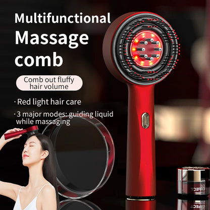 Electric Scalp Massage Comb with Infrared Light & Hair Oil Applicator