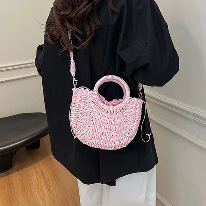 Luxury Orange Straw Handbag