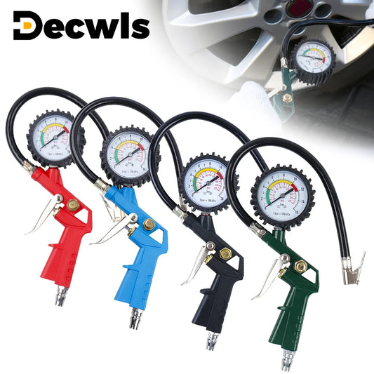 3-in-1 Tire Pressure Gauge Inflator Gun for Air Compressor - 220 PSI