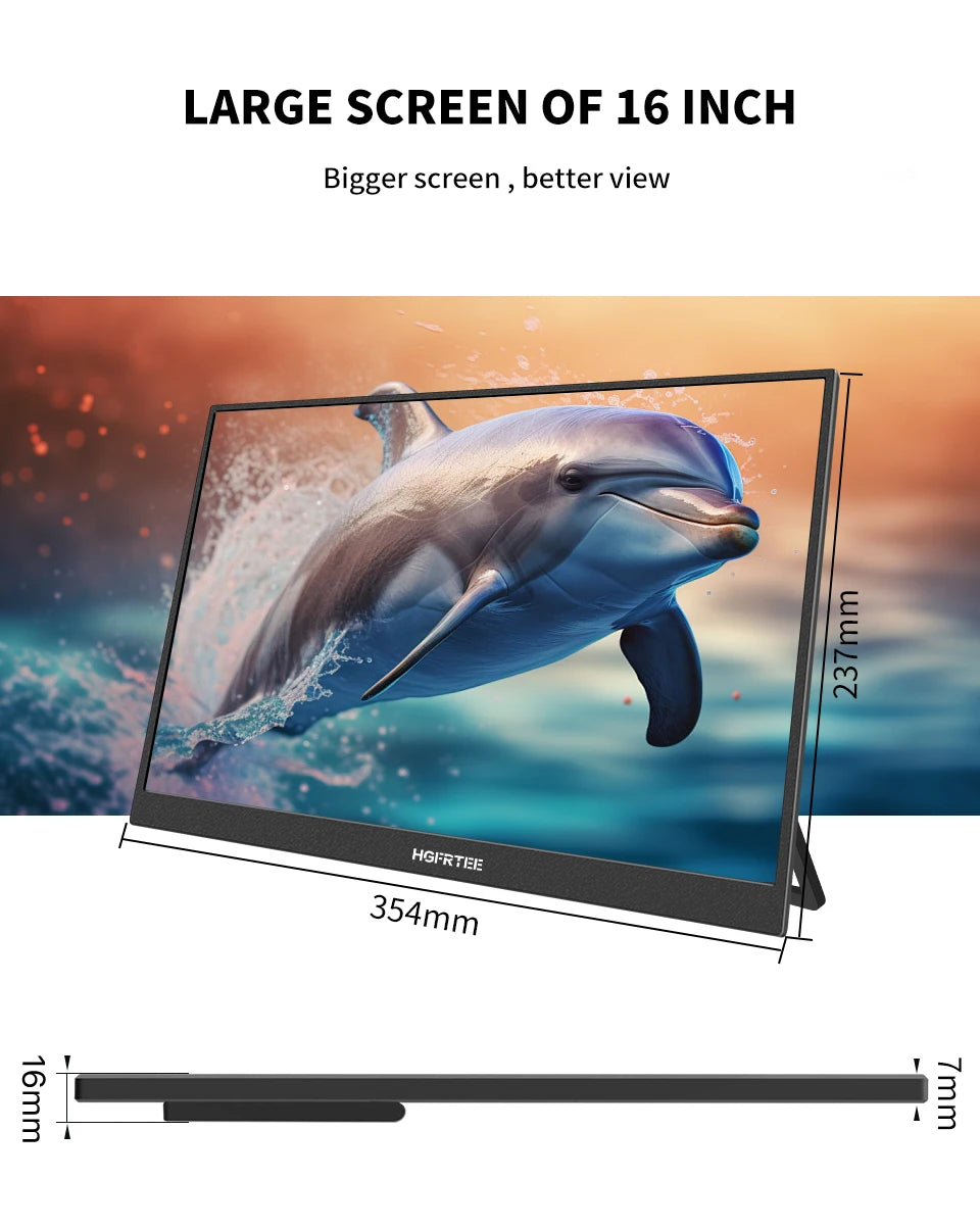 16" Portable Touch Monitor 1920x1200 FHD IPS Display for Laptop & Gaming - 11