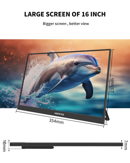 16" Portable Touch Monitor 1920x1200 FHD IPS Display for Laptop & Gaming