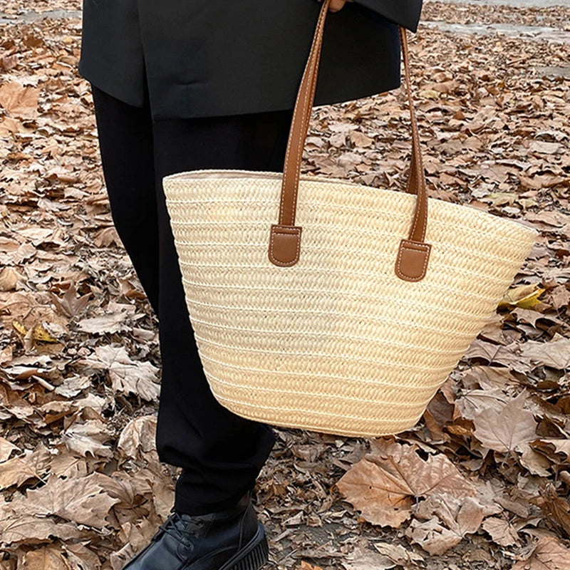 Luxury Bohemian Knitted Straw Tote