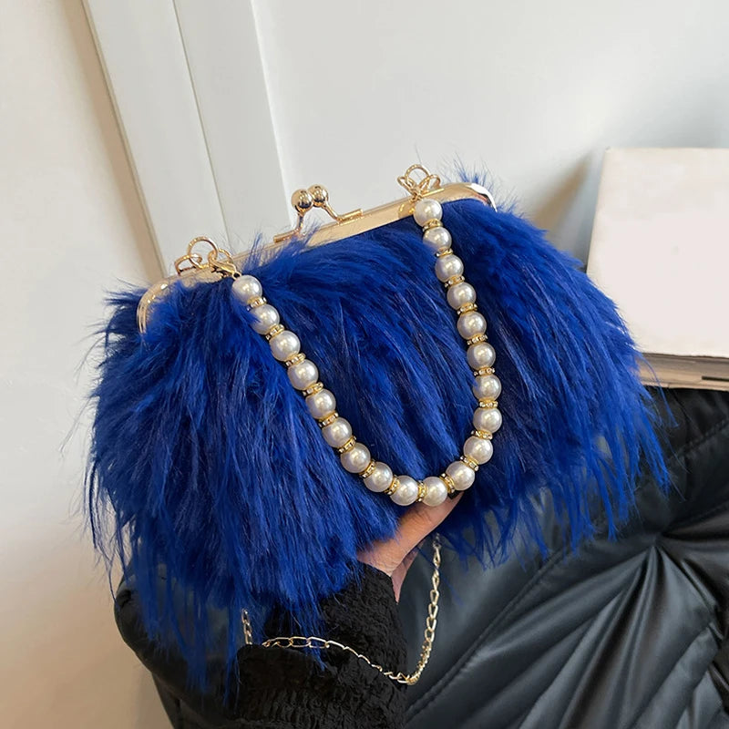 Luxury Plush Pearl Handbag