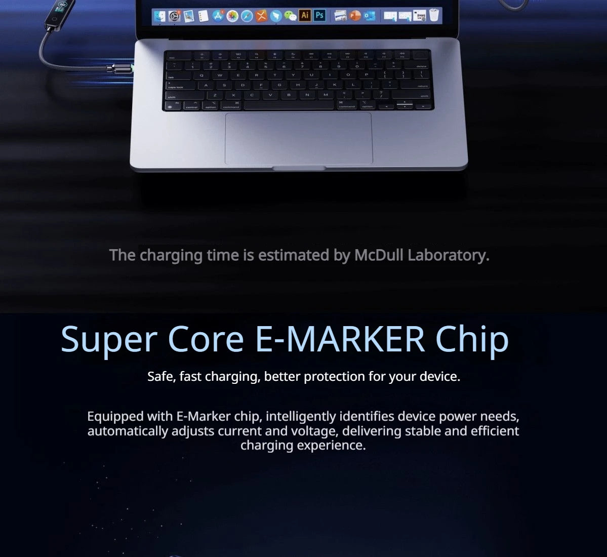 240W USB-C Fast Charging Cable with Real-Time LED Power Display - 18