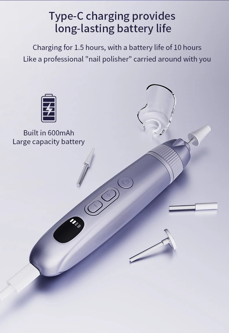 Professional Electric Nail Drill Set - Cordless Manicure & Pedicure File - 18