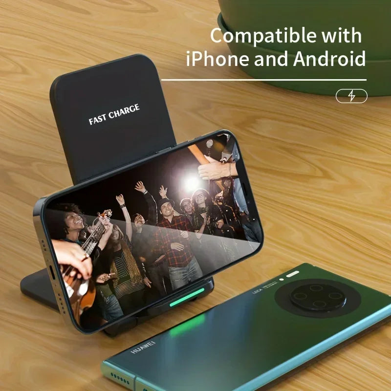 30W Foldable Fast Wireless Charger Stand for iPhone and Samsung Devices - 4