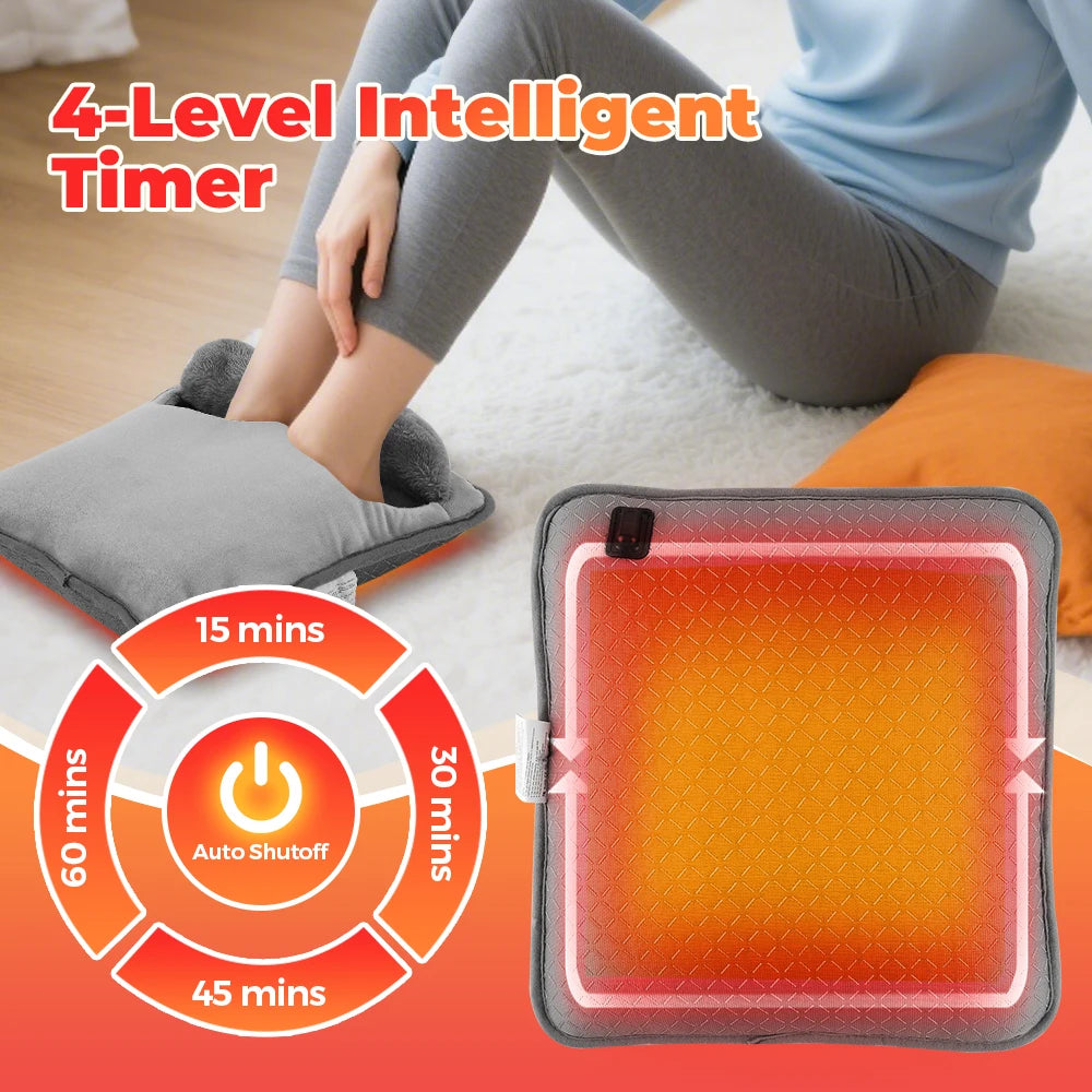 Electric Heated Foot Warmer with 4 Temperature Levels and Auto-Off Timer - 3
