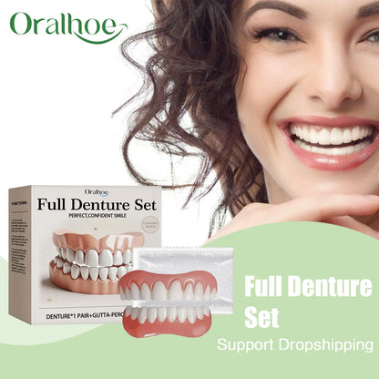 Comfort Fit Temporary Denture Set - Realistic Smile Repair Kit for Upper & Lower Teeth