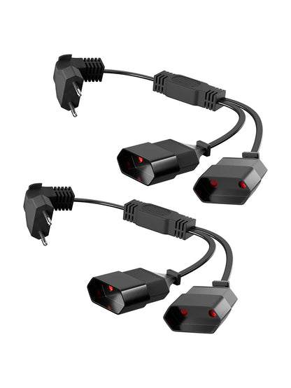 28cm EU Power Extension Cable - Type C Euro Plug to Double Socket Adapter
