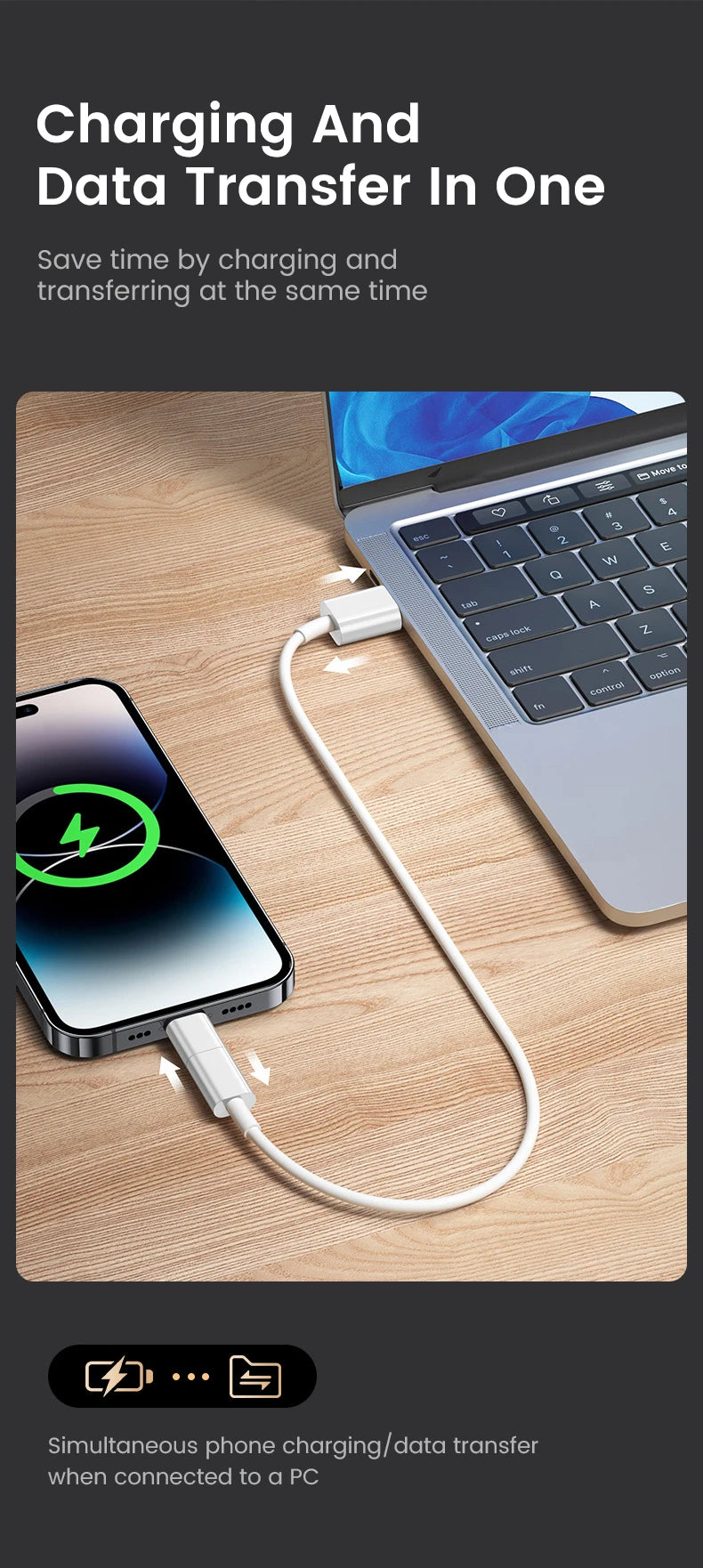 USB-C Male to Lightning Female Fast Charging Adapter Converter - 13