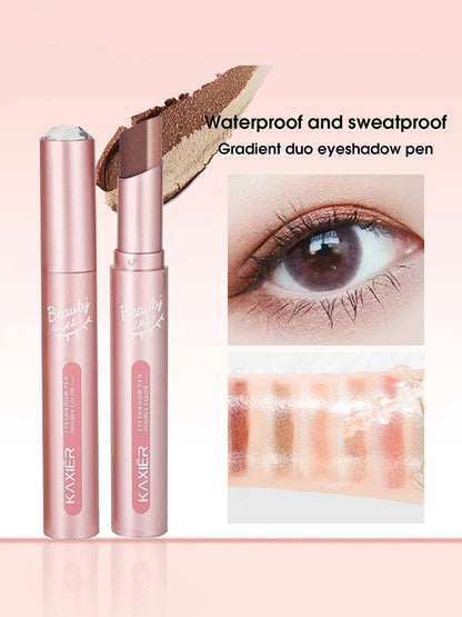 Gradient Two-Tone Eyeshadow Stick - Waterproof Shimmer Eye Makeup