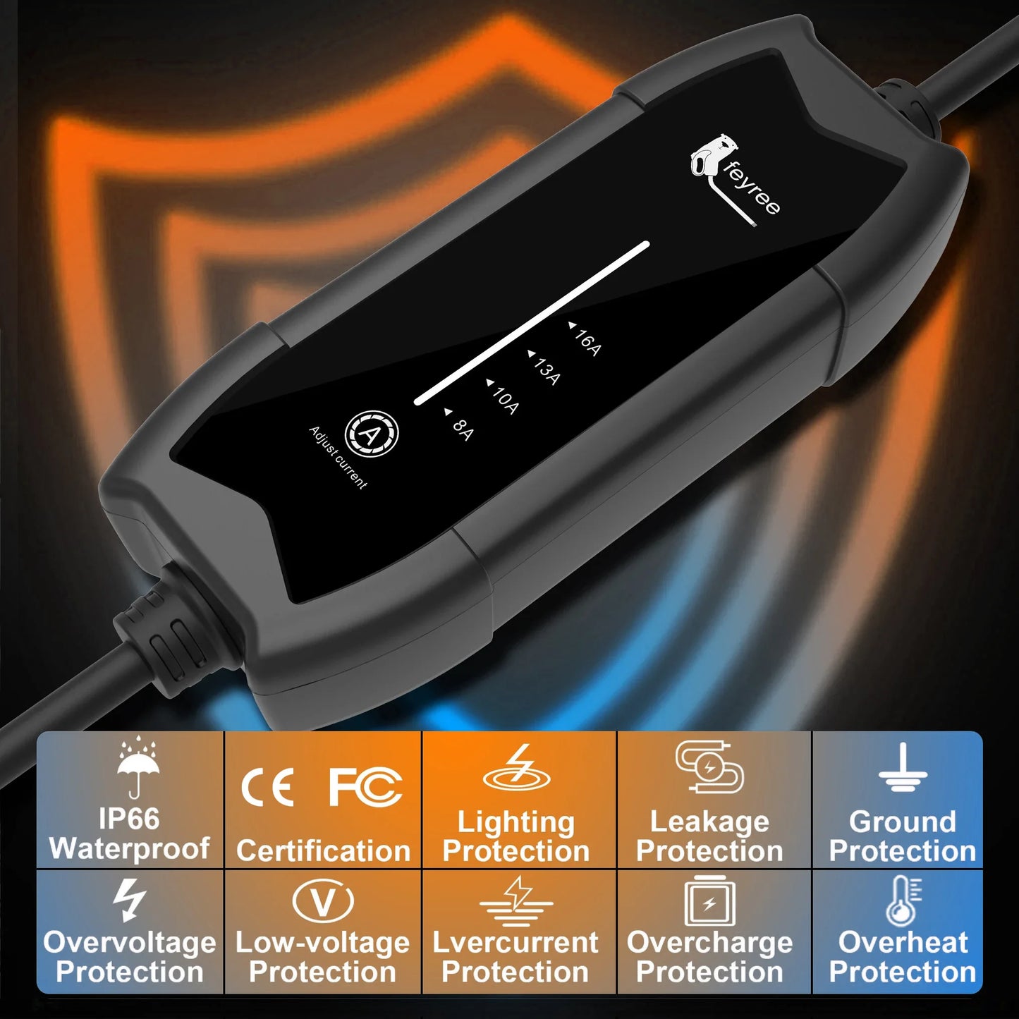 Portable 3.5KW EV Charger - Adjustable 16A Level 2 Charging Station