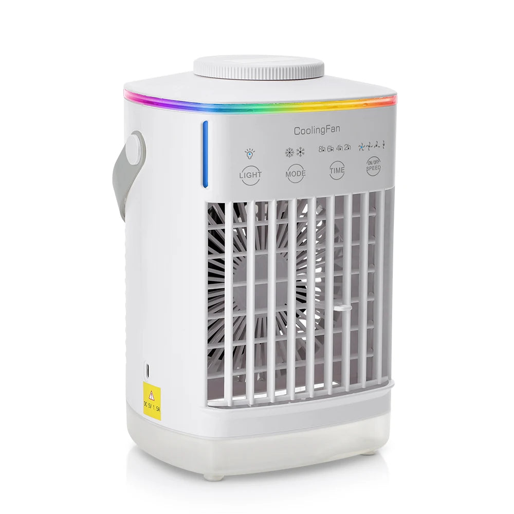 Portable Desktop Air Cooler Fan with Ultrasonic Misting and Ambient Light - 18
