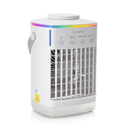 Portable Desktop Air Cooler Fan with Ultrasonic Misting and Ambient Light