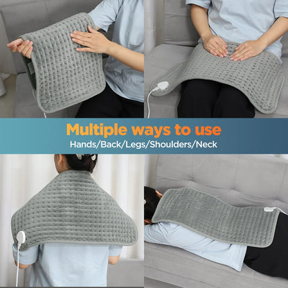 Electric Heating Pad for Pain Relief - 10 Heat Settings & 4 Timer Modes, 30x60cm