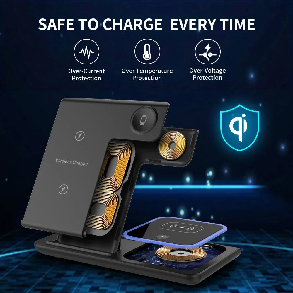 3-in-1 Foldable Wireless Charging Station for iPhone, Apple Watch & AirPods