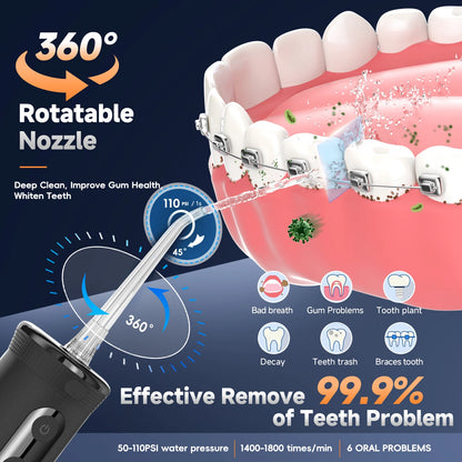 2-in-1 Electric Toothbrush and Water Flosser Combo with 4 Replaceable Heads