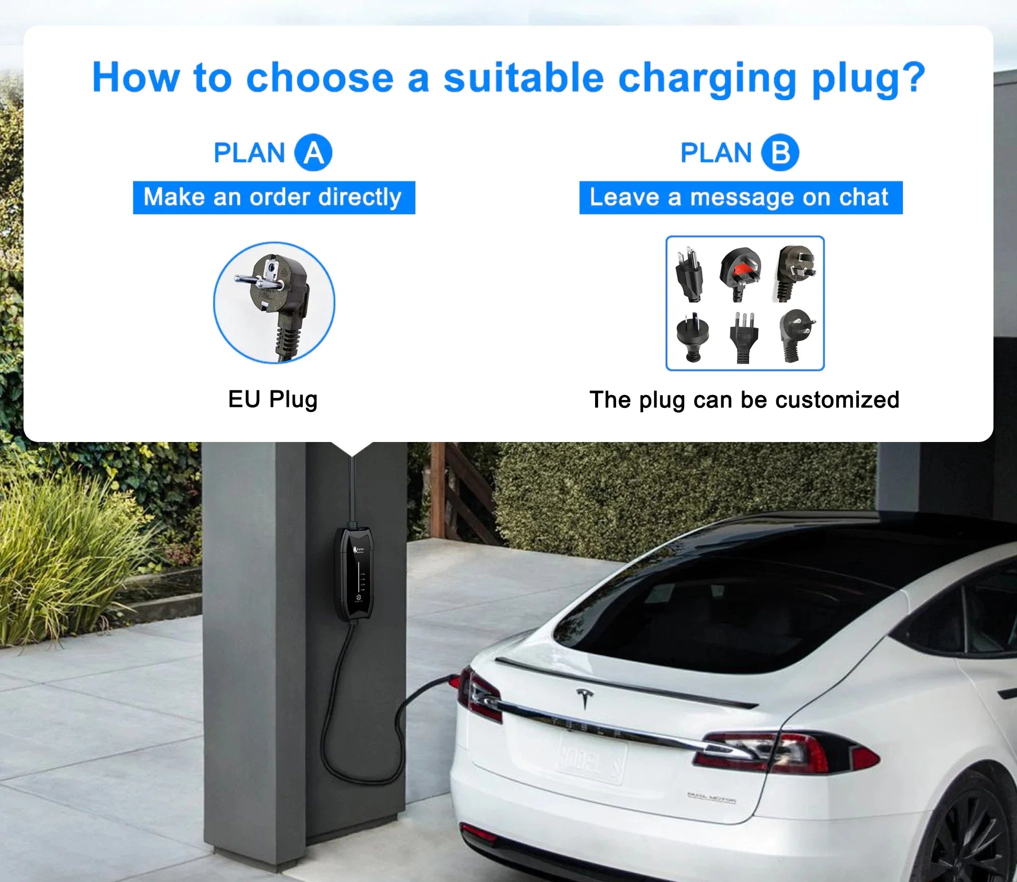 Portable EV Charger Type 2 - 16A 3.5KW Adjustable Electric Vehicle Charger - 20