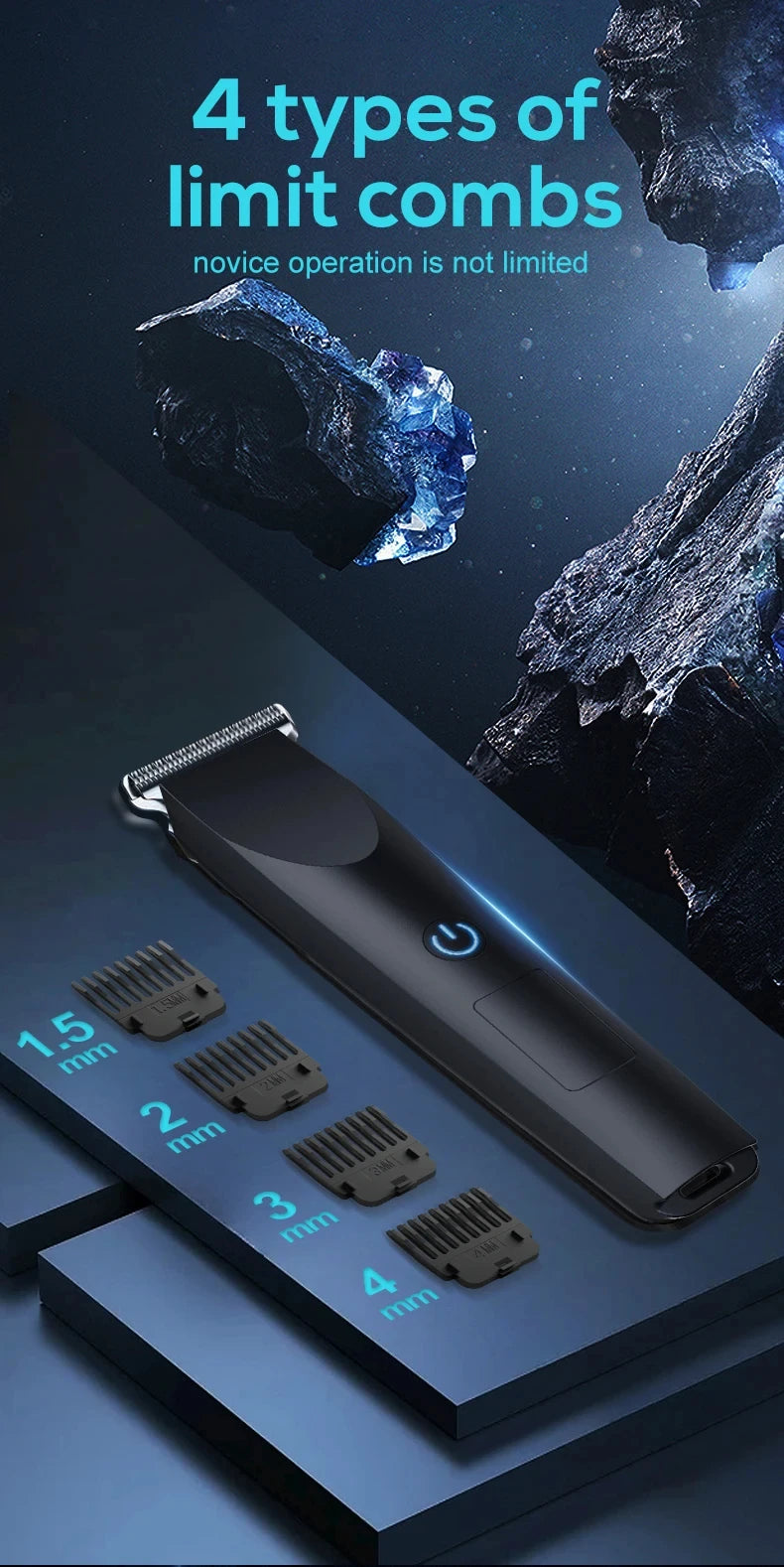 Cordless Electric Hair Clipper & Adjustable Beard Trimmer - 9