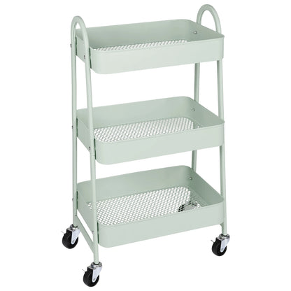 3-Tier Rolling Storage Utility Cart with Lockable Wheels for Home
