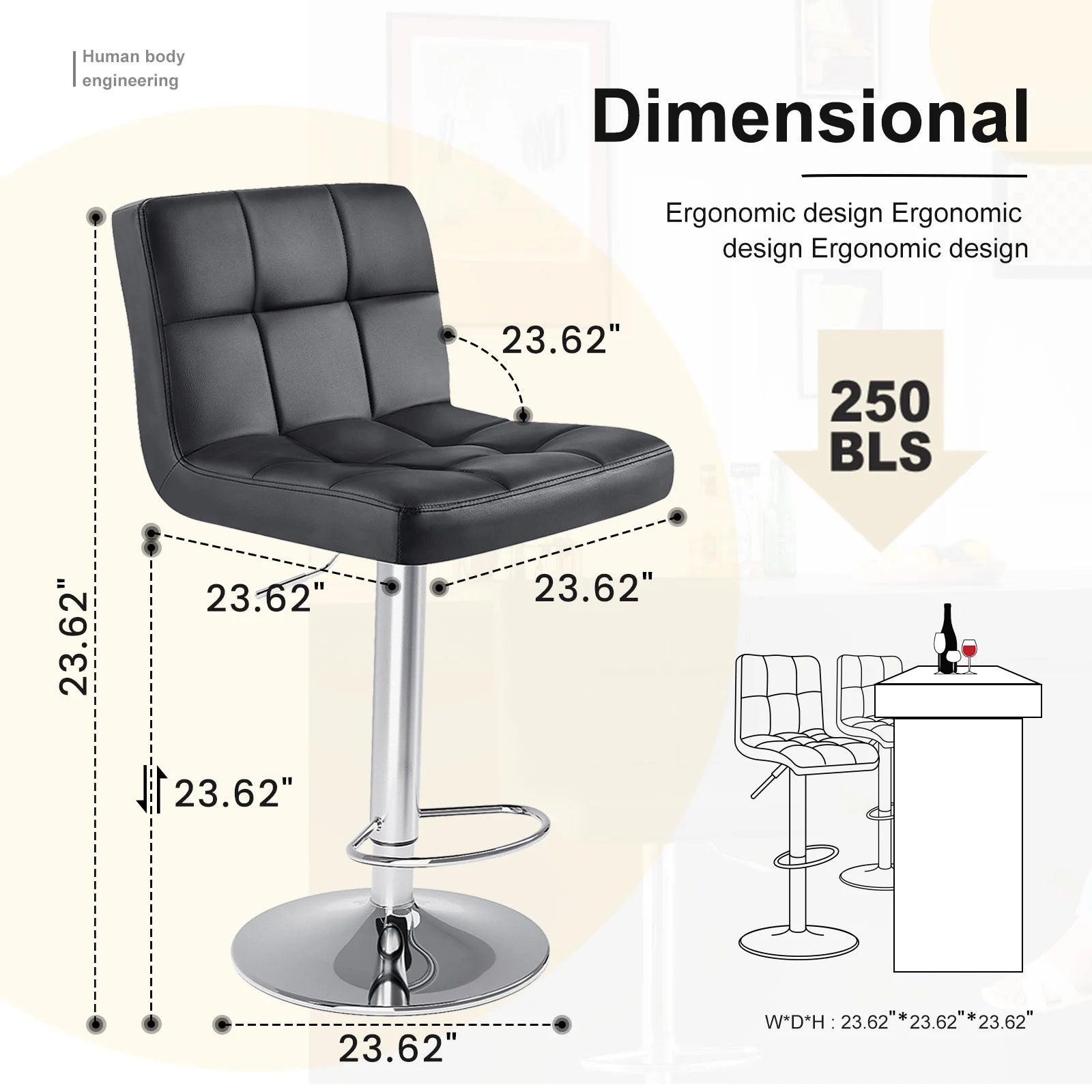 Set of 2 PU Leather Bar Stools - Comfortable Kitchen Counter Height Chairs - 11