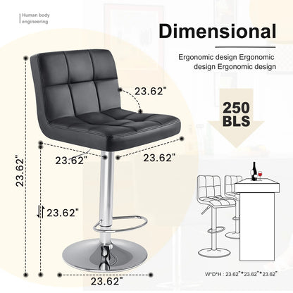 Set of 2 PU Leather Bar Stools - Comfortable Kitchen Counter Height Chairs