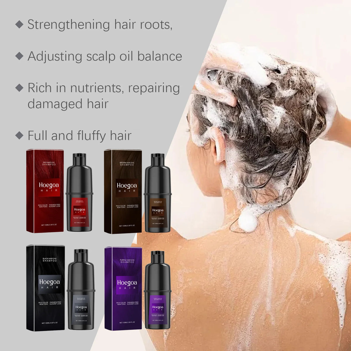 Instant Hair Dye Coloring Shampoo - Nourishing Repair & Grey Hair Coverage