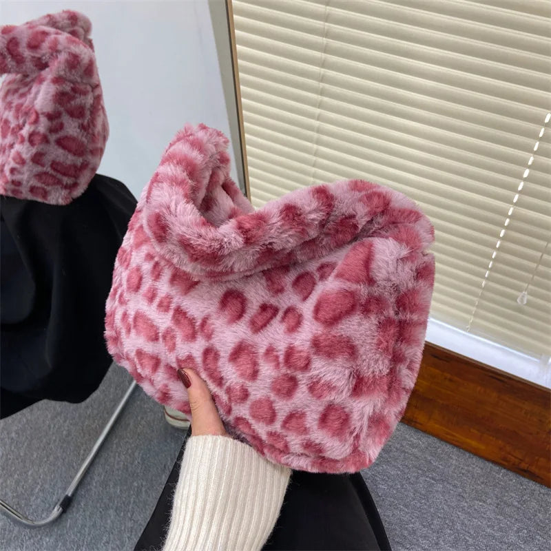 Luxury Plush Leopard Handbag
