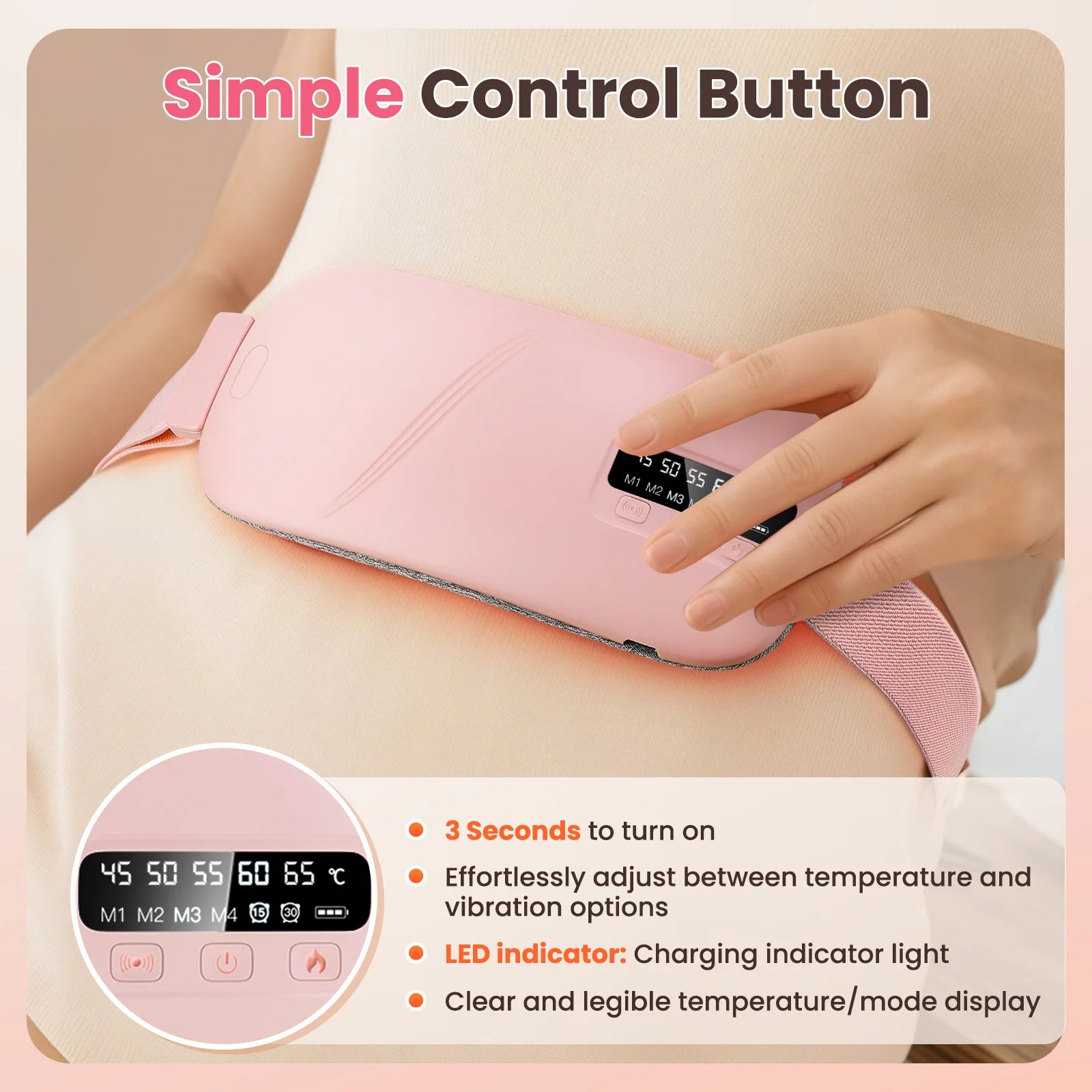 Portable Cordless Electric Heating Pad for Menstrual Cramp & Back Pain Relief - 12