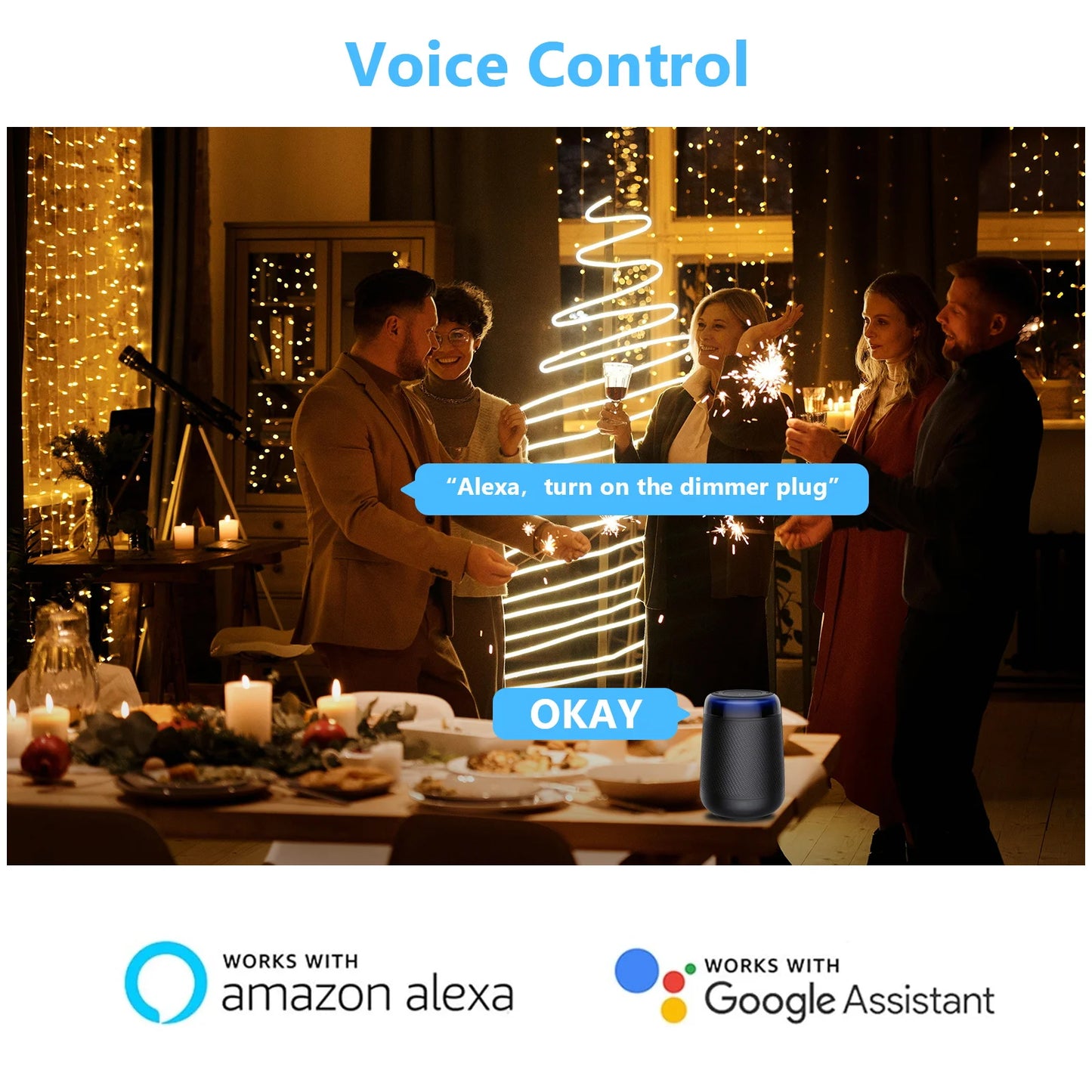 Smart WiFi Outdoor Dimmer Plug with Remote for String Lights