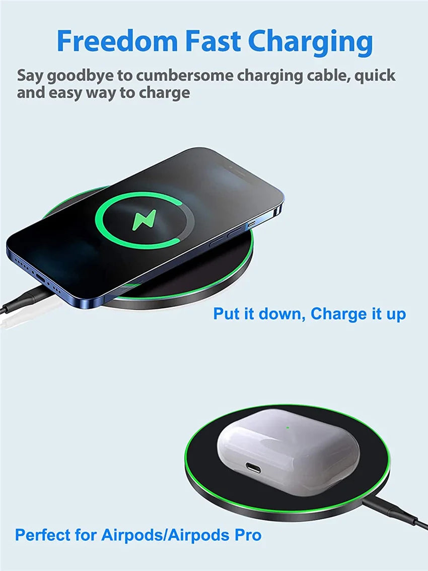 15W Fast Wireless Charging Pad - Slim Qi-Certified Charger for All Devices - 15