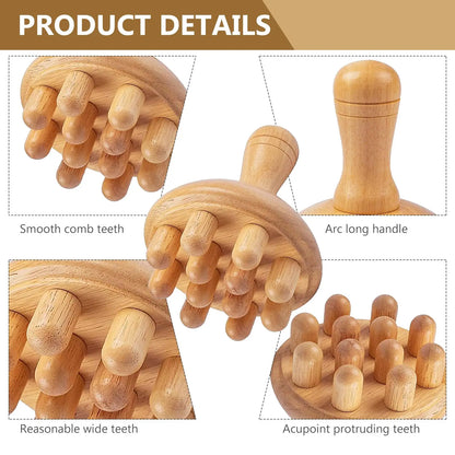 Wooden Mushroom Massager - Manual Wood Therapy Tool for Muscle & Body Relief
