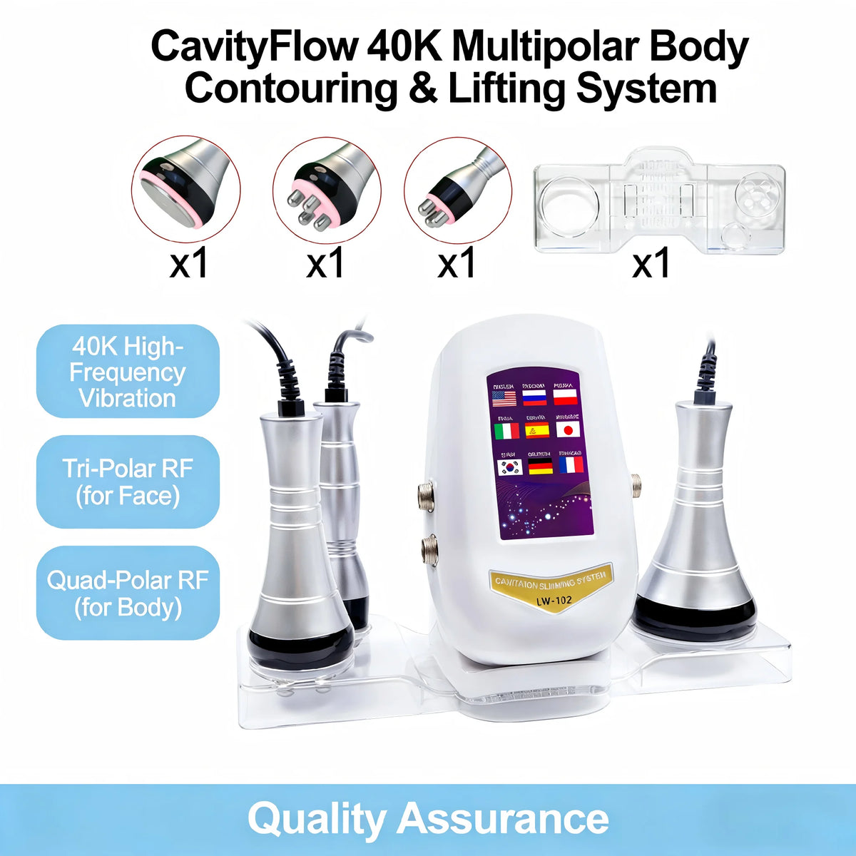 40K Ultrasonic Cavitation RF Body Shaping & Facial Skin Tightening Slimming Machine