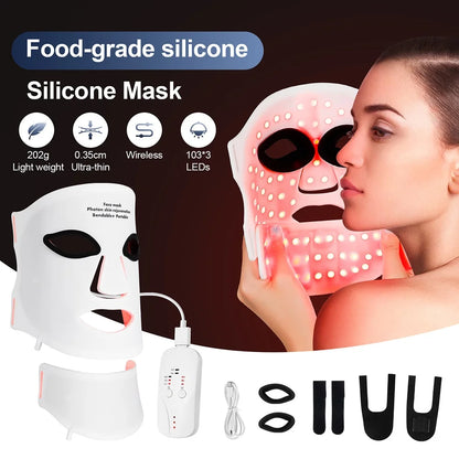 Wireless 7-Color LED Light Therapy Silicone Face & Neck Mask