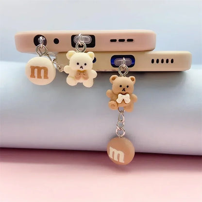 Cute Bear Phone Charging Port Dust Plug & Protection Charm