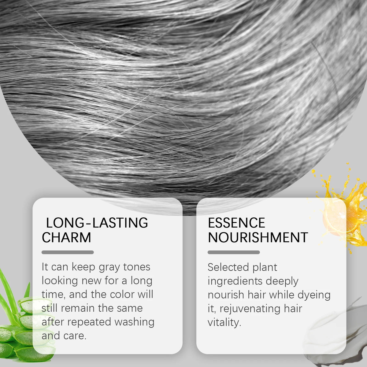 Permanent Silver Gray Hair Dye Cream - Professional Root & Full Coverage Formula
