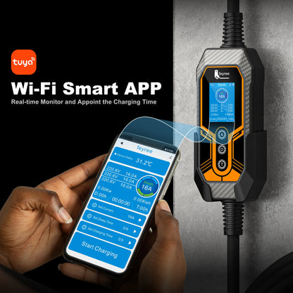 11KW Type 2 Portable EV Charger - 3 Phase Smart WiFi Charging Station