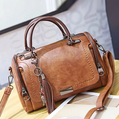 Luxury Tassel Boston Shoulder Bag